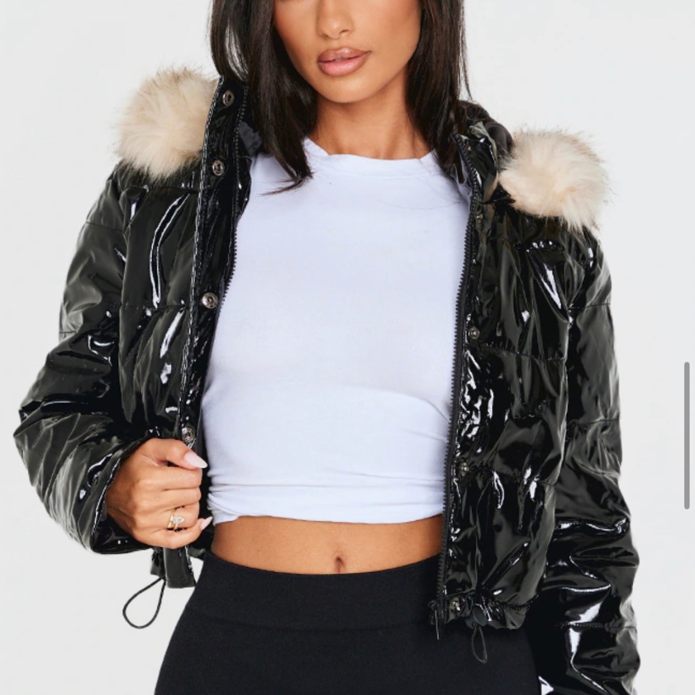 Black shinny bubble coat